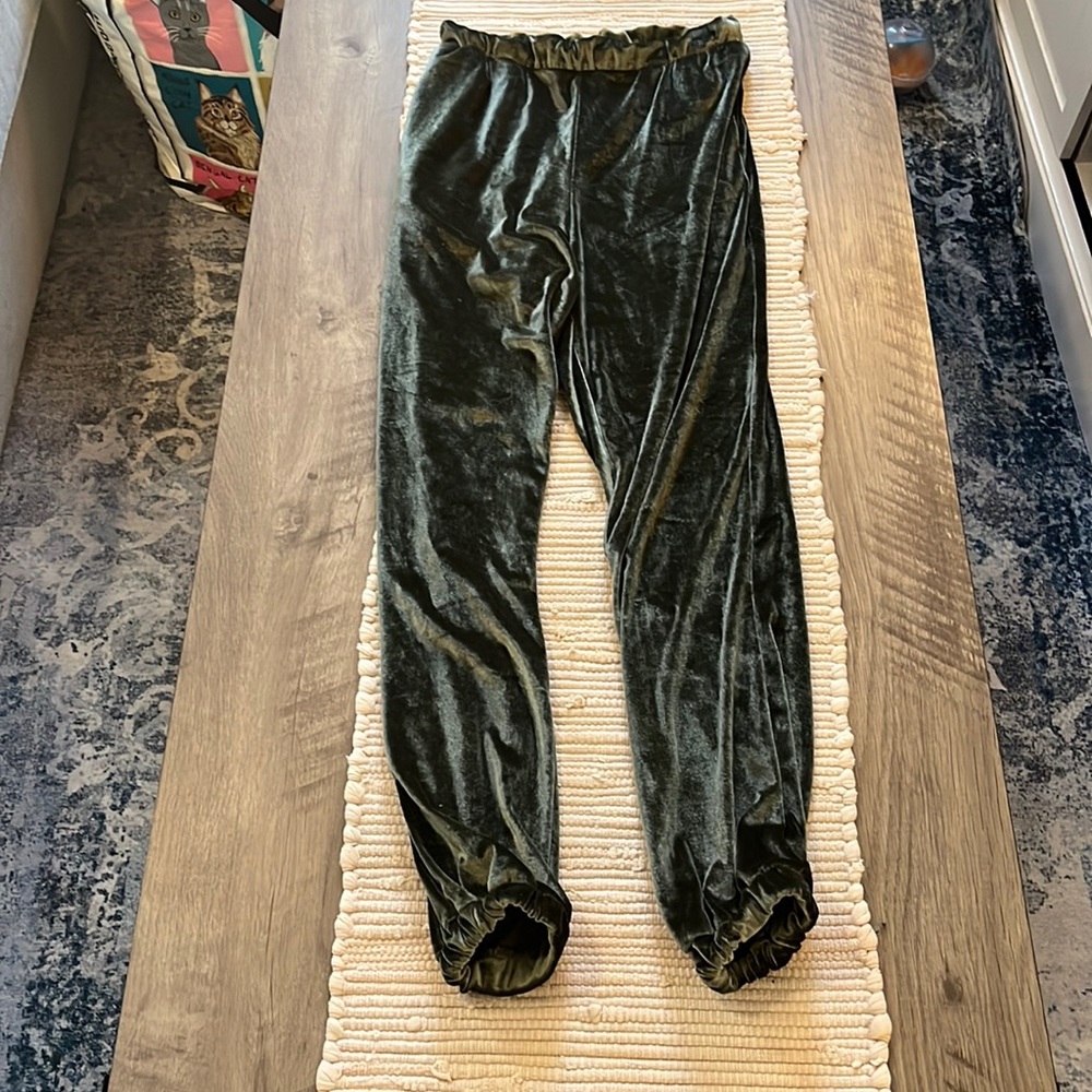 Green velvet joggers